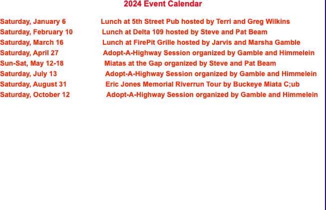 2024 Event Calendar